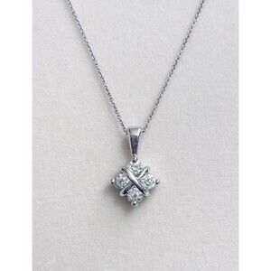 14k White Gold Diamond Pendant Necklace .52 Carat Diamonds with 14K Chain